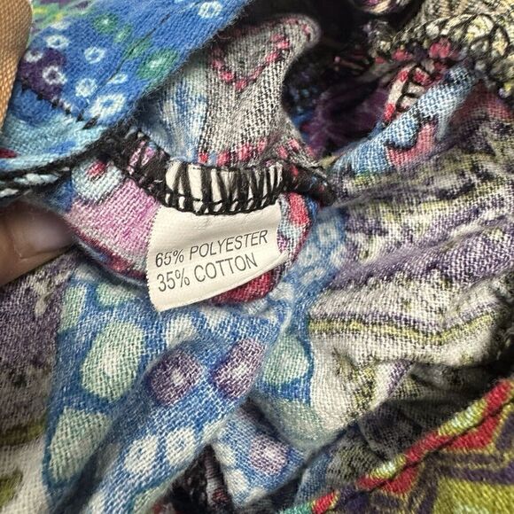 Camsa Bright Boho Oversized Patchwork Color Block Hippy Cropped Overalls, Sz. M - Picture 7 of 12